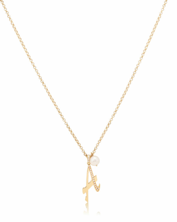 Medium Letter Pendant with Pearl