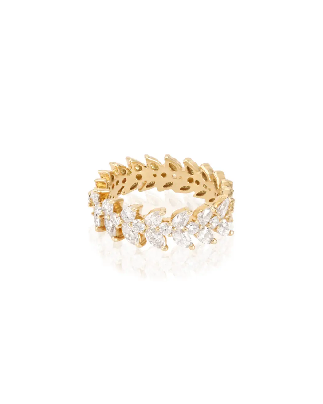 Leaves Ring Half Diamonds