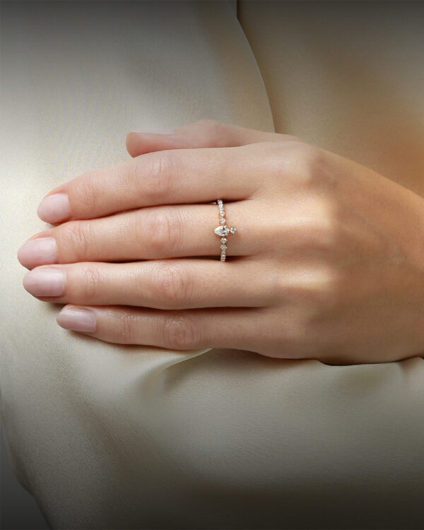 Fancy Stackable Pear Crest Ring
